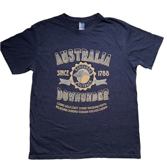 Australia Down Under Graphic Short Sleeve Heather Navy Unisex T Men’s L Women’s - Picture 1 of 5